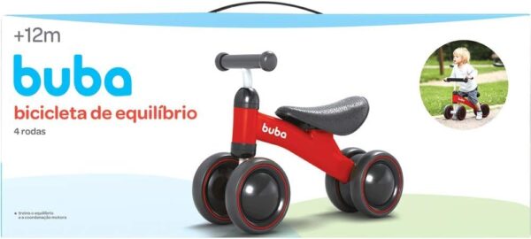 Bicicleta de Equilíbrio Vermelho Andador Infantil 4‎‎‎ Rodas‎ | BUBA - Image 4