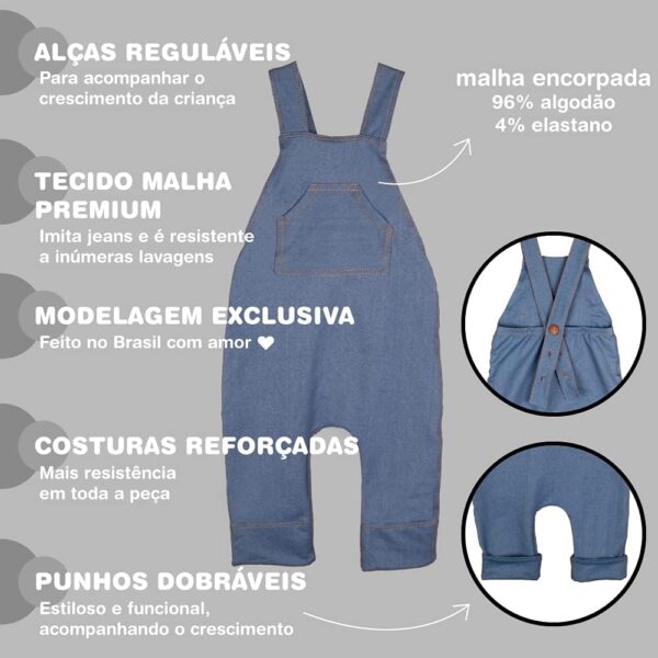 Conjunto Body Bebe Manga Longa e jardineira Unissex Minimalista Preto | 6-12 meses - Image 2