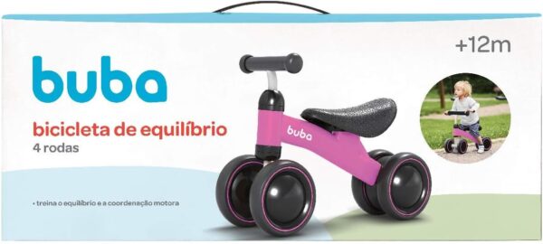 Bicicleta de Equilíbrio Rosa Andador Infantil 4‎‎‎ Rodas‎ | BUBA - Image 5