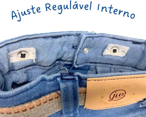 Calça Infantil Bebê Menino Jeans Sarja Brim Com Cinto (Jeans Escuro, 3 Anos) | - Image 3