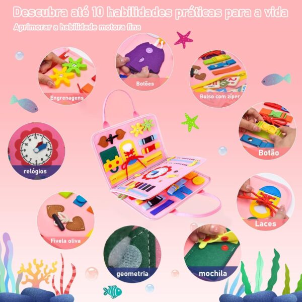 Placa de Montessori Sensorial para Crianças Maleta Educativa Brinquedo (Rosa) - Image 13