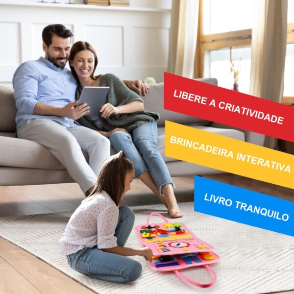 Placa de Montessori Sensorial para Crianças Maleta Educativa Brinquedo (Rosa) - Image 16