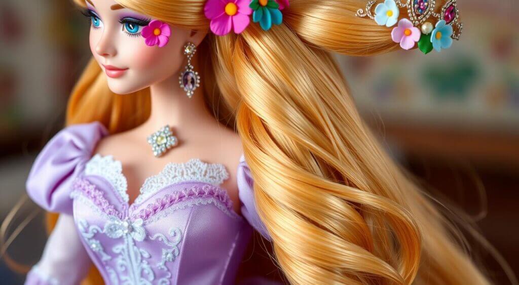 Detalhes da Boneca Princesa Rapunzel Mattel